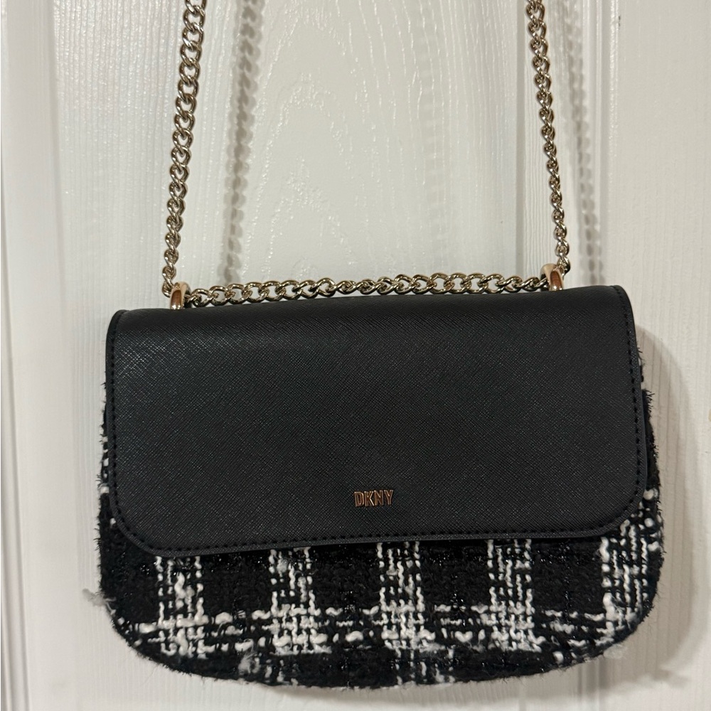 DKNY Black and White Houndstooth Crossbody